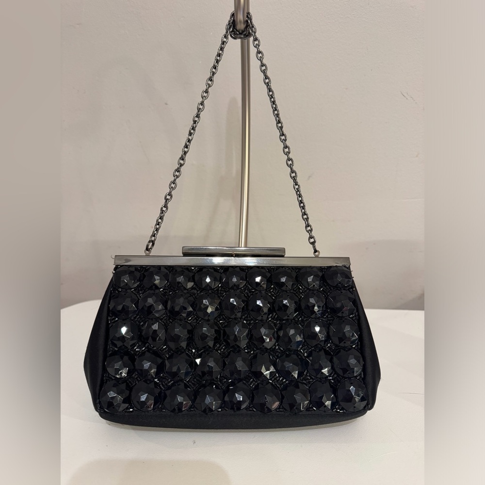 Banana Republic Black Beaded Embellished Evening Bag